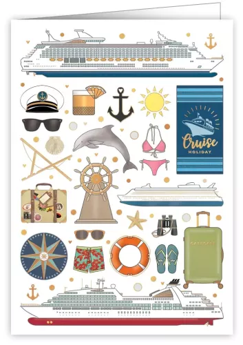 Cruise Ship Icons, Greeting Card, 3679