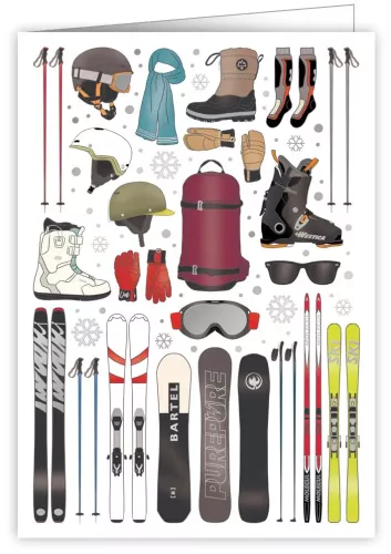 Skiing and Snowboarding Icons, Greeting Card, 3680