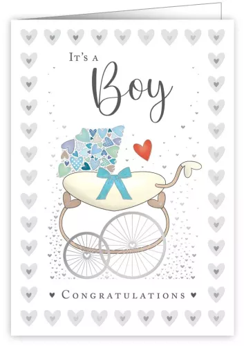 Baby Stroller Blue, It's a Boy/Congratulations, Greeting Card, 3684