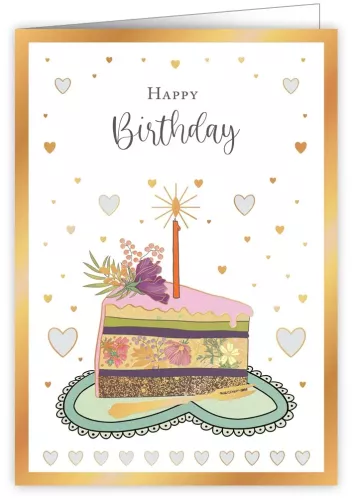 Happy Birthday, Slice of Birthday Cake, Greeting Card, 3689
