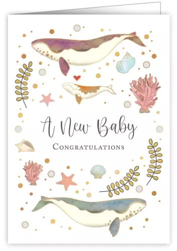 A New Baby / Congratulations, Whales, Greeting Card, 3690