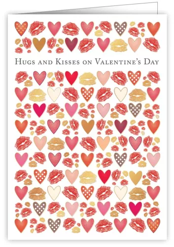 Hugs and Kisses on Valentine's Day, Hearts and Kisses, Greeting Card, 3692