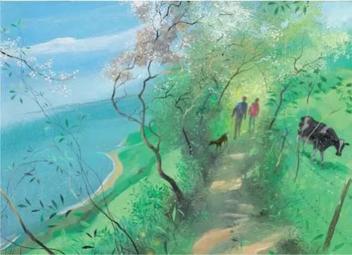 Cliff Walk In Spring, Greeting Card