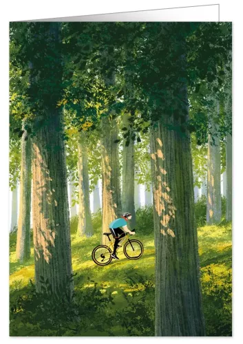 Biking in the Forest, Greeting Card, 1982
