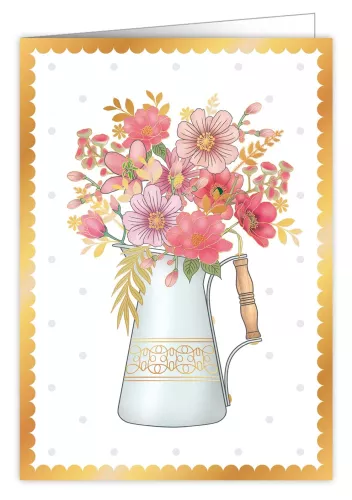 Pink Flowers in jug, Extra Large Greeting Card