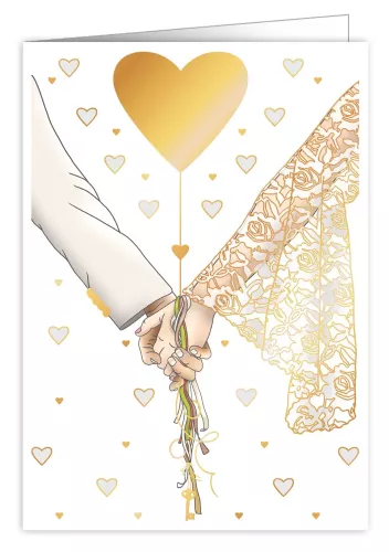 Bridal Couple Holding Hands, Extra Large Greeting Card
