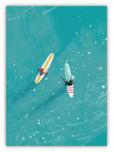 Two Surfers, Postcard