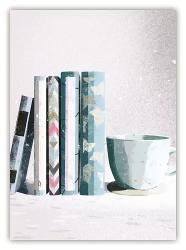 Books and Mug, Postcard