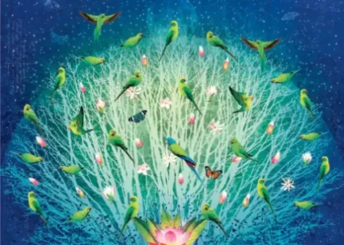 Parrots by Night, Greeting Card