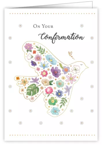 Dove with blue flowers, Greeting Card