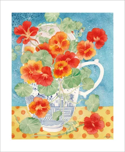 Late Summer Nasturtiums by Angie Lewin