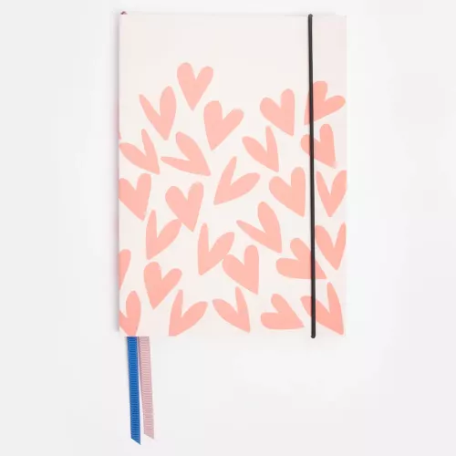 Coral Hearts A5 Notebook