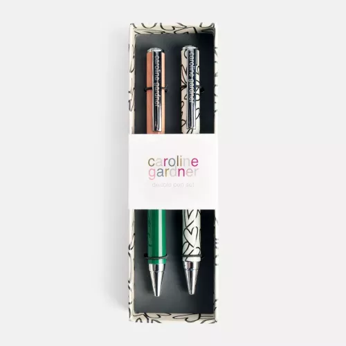 Pink/Green & Hearts Set of 2 Pens