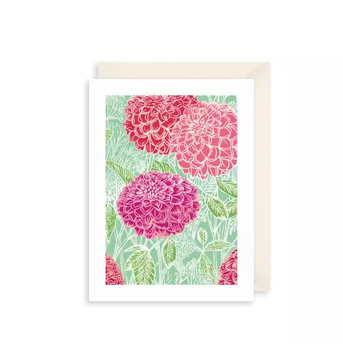 Pink Dahlia Greetings Card