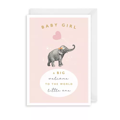Elephant Baby Girl Greetings Card
