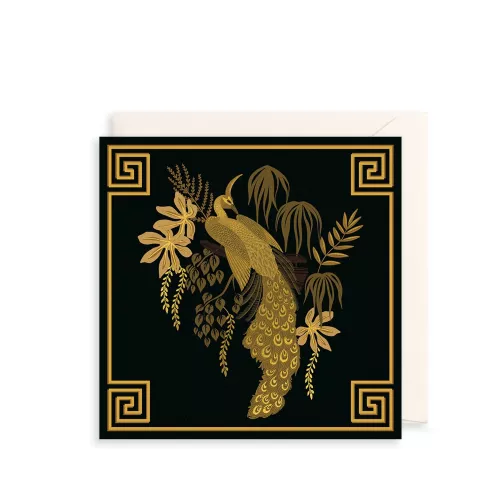 Golden Peacock Greetings Card
