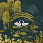 Two Swans in Lake, Greeting Card