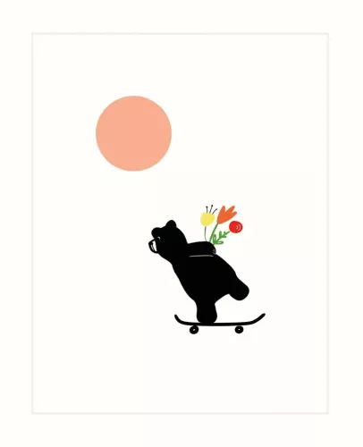 Skateboard Bear, Greeting Card