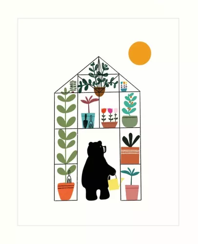 Bear in Green House, Greeting Card