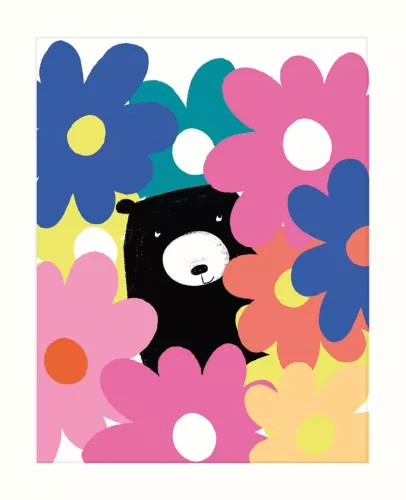 Floral Bear, Greeting Card