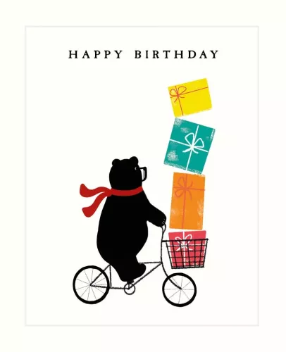 Happy Birthday Bear on Bike, Greeting Card