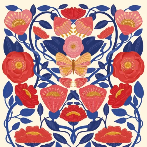Butterflt Pink Florals, Greeting Card