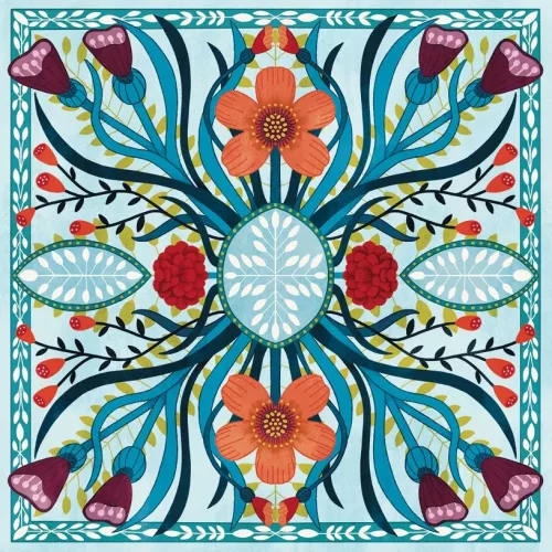 Pale Blue Floral, Greeting Card