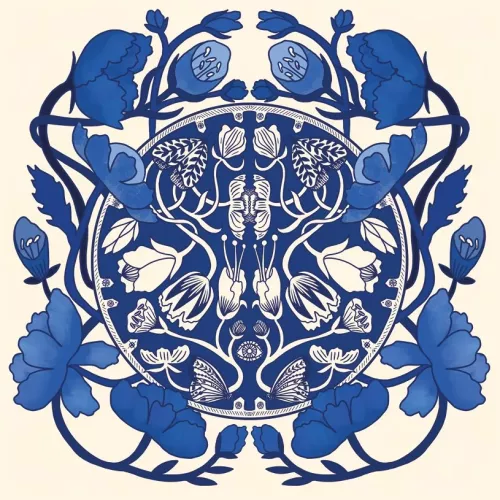 Blue Floral, Greeting Card