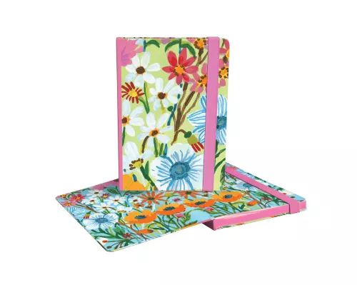 Flower Field A5 Journal with elastic binder