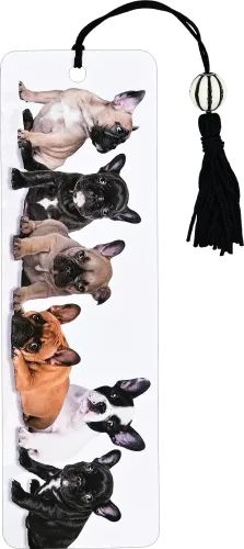 French Bulldog Pups Beaded Bookmark