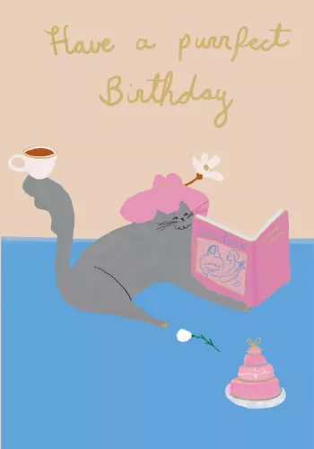 Art Loving Cat Petite Card