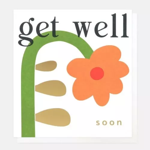 Get Well Soon Bendy Orange Daisy, Greeting card