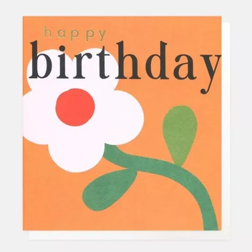 Happy Birthday Pink On Orange, Greeting card