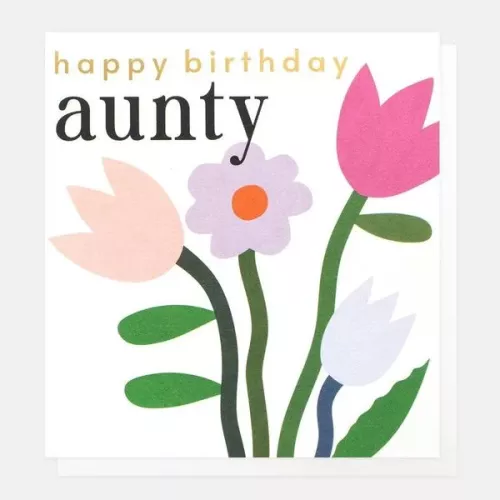 Happy Birthday Aunty Pink Flowers, Greeting card