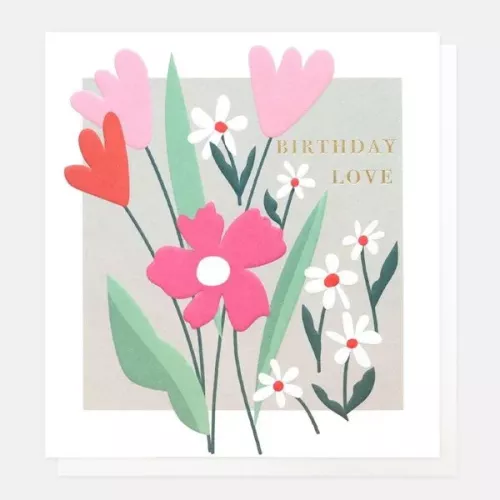 Birthday Love Grey Floral, Greeting card