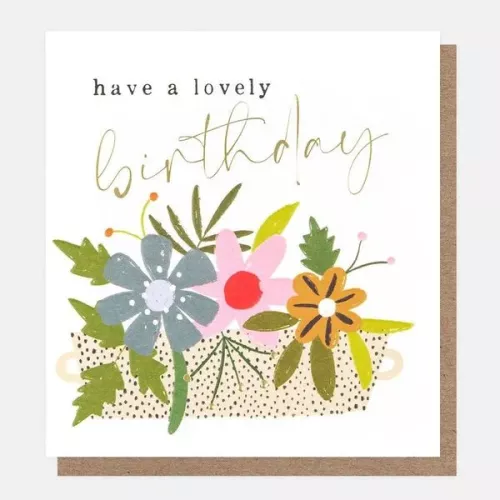 Have A Lovely Birthday Patterned Floral Planter