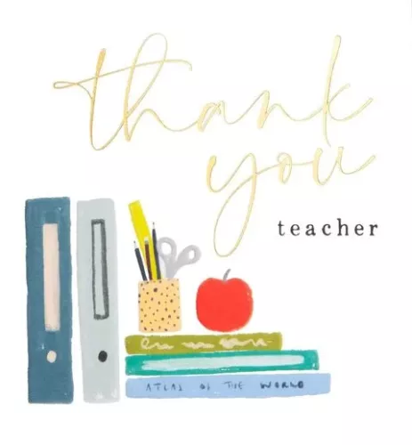 Jfn015 - Thank You Teacher Books Pencils And Apple