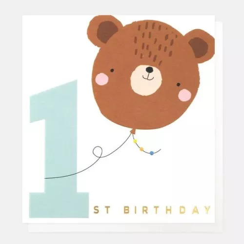 1St Birthday Bear Balloon, Greeting card