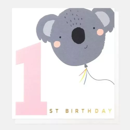 1St Birthday Koala Balloon, Greeting card