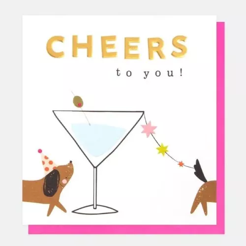 Cheers To You Sausage Dog With Martini, Greeting card