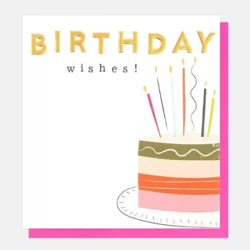 Birthday Wishes Rainbow Cake With Wiggly Candle, Greeting card