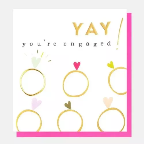 Yay You'Re Engaged Rainbow Rings, Greeting card