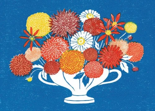 Dahlias, Greeting Card
