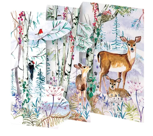 Wild Winter's Song Deer, Tri-fold Card Kraft Box