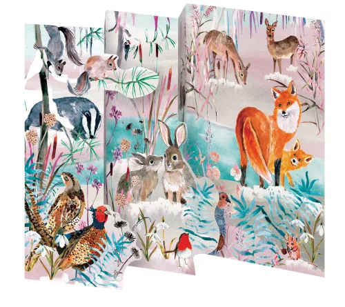 Wild Winter's Song Fox, Tri-fold Card Kraft Box