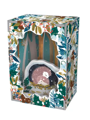 Snowy Sanctuary Hedgehogs Diorama, Pop and Slot Scene