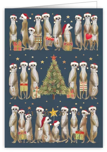 Festive Meerkats, Advent Calendar Card
