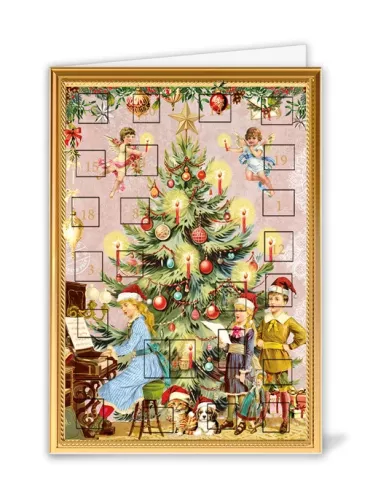 Children Making Music in Front of Christmas Tree, Advent Calendar