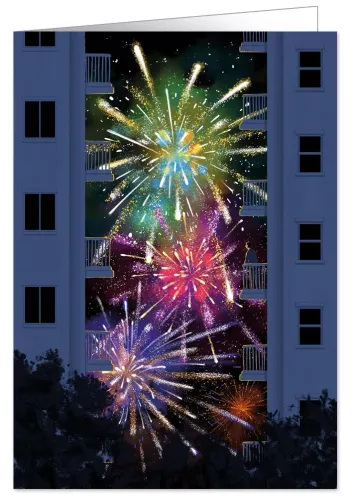 Colourful Fireworks, Greeting Card