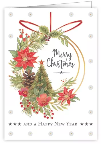 Half-n-half Ornamnets and Wreath, Xmas, Greeting Card